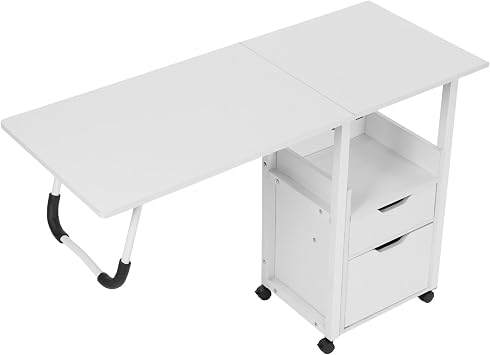 Overbed Table,Multifunctional Overbed Table with 4 Lockable Universal Wheels,Bedroom Side Table, Height Adjustable Over Bed Desk Cart,Mobile Computer Desk Workstation White