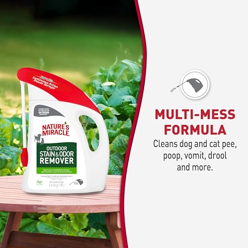 Image of Nature's Miracle Outdoor Stain & Odor Remover, 64 fl oz, Removes Dog & Cat Messes, Convenient Flip & Go Sprayer, Ready-to-Use, Multi-Pet & Multi-Mess Formula