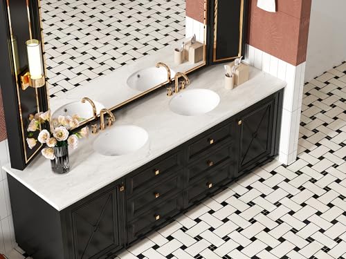 SmartSylva Undermount Bathroom Sink Oval, 14.75” x 11.5” (Interior Size) Oval Porcelain Ceramic Undermount Bathroom Vanity Vessel Sink with Overflow, White by SmartSylva - Used condition - Image 7