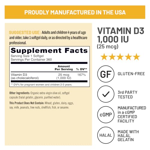 NatureWise Vitamin D3 1000IU Supplement, Immune Support, 360 Mini Softgels - Image 5