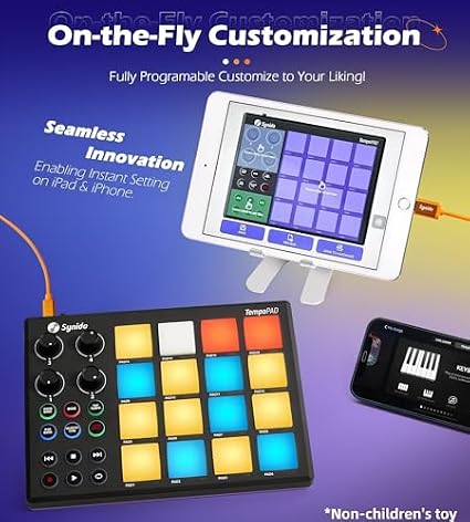 Synido Wireless 25 Keys USB MIDI Keyboard+ Synido TempoPad P16 MIDI Pad Controller