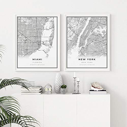 Skanndi Miami Map Print, Florida Fl Usa Map Art Poster, Modern Wall Art, Street Map Artwork 9X11 #TOP2