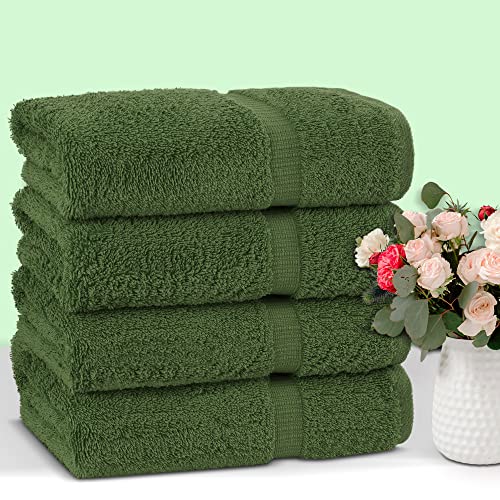Chakir Turkish Linens 100% Cotton Premium Turkish Towels For Bathroom | 27'' X 54'' (4-Piece Bath Towels - Moss) #TOP3