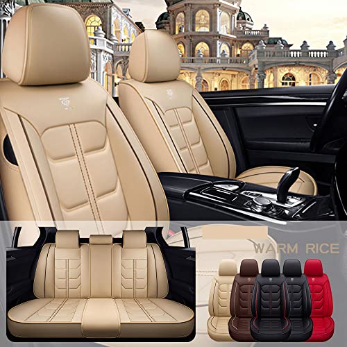Zilituer Car Seat Covers for Chevrolet Blazer 2005-2023,PU Leather Waterproof Cushion Cover,Vehicle Interior Accessories (Full Set) Beige