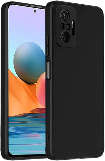 LIRAMARK Silicone Soft Back Cover Case for Xiaomi Redmi Note 10 Pro, Note 10 Pro Max (Silicone Black)