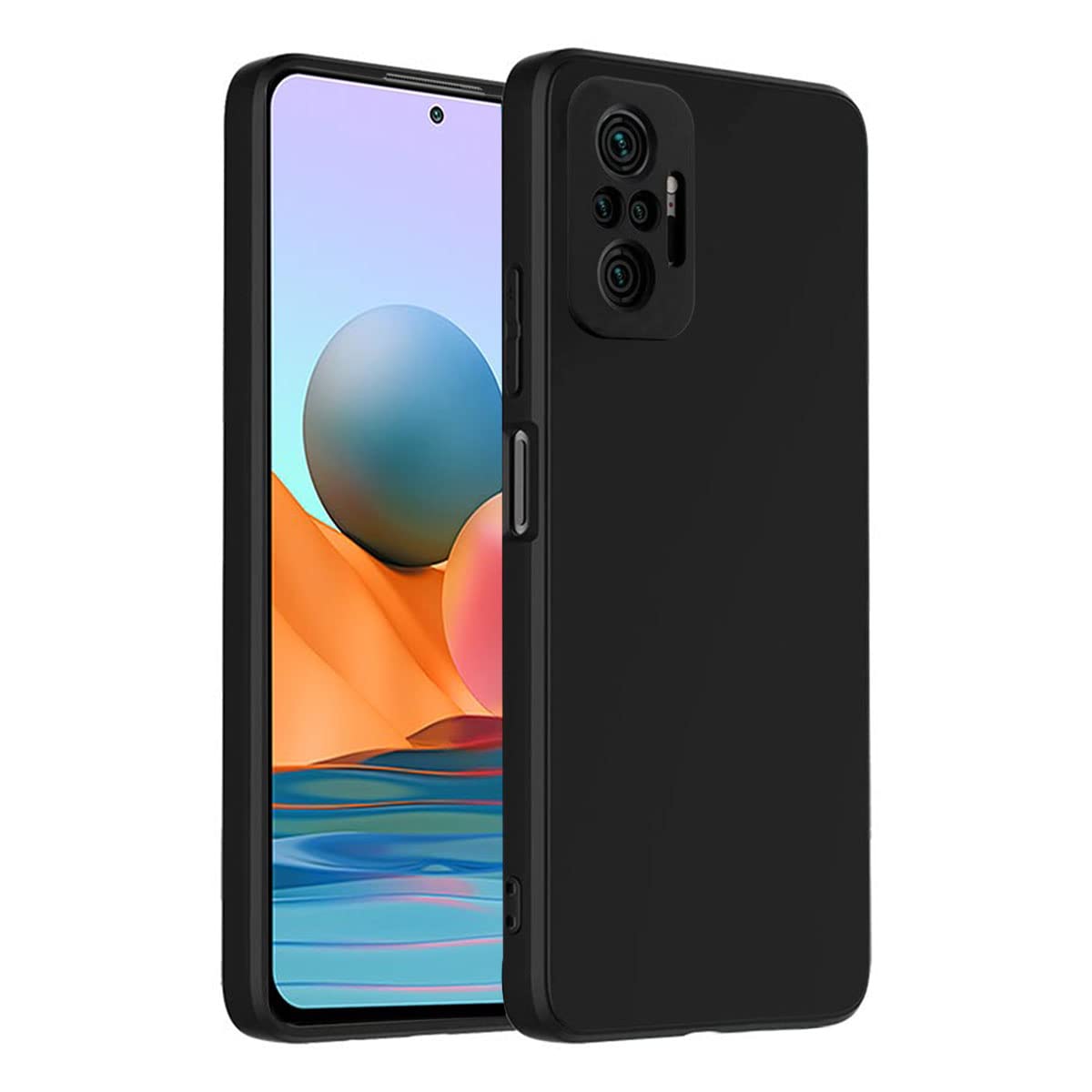 LIRAMARK Silicone Soft Back Cover Case for Xiaomi Redmi Note 10 Pro, Note 10 Pro Max (Silicone Black)