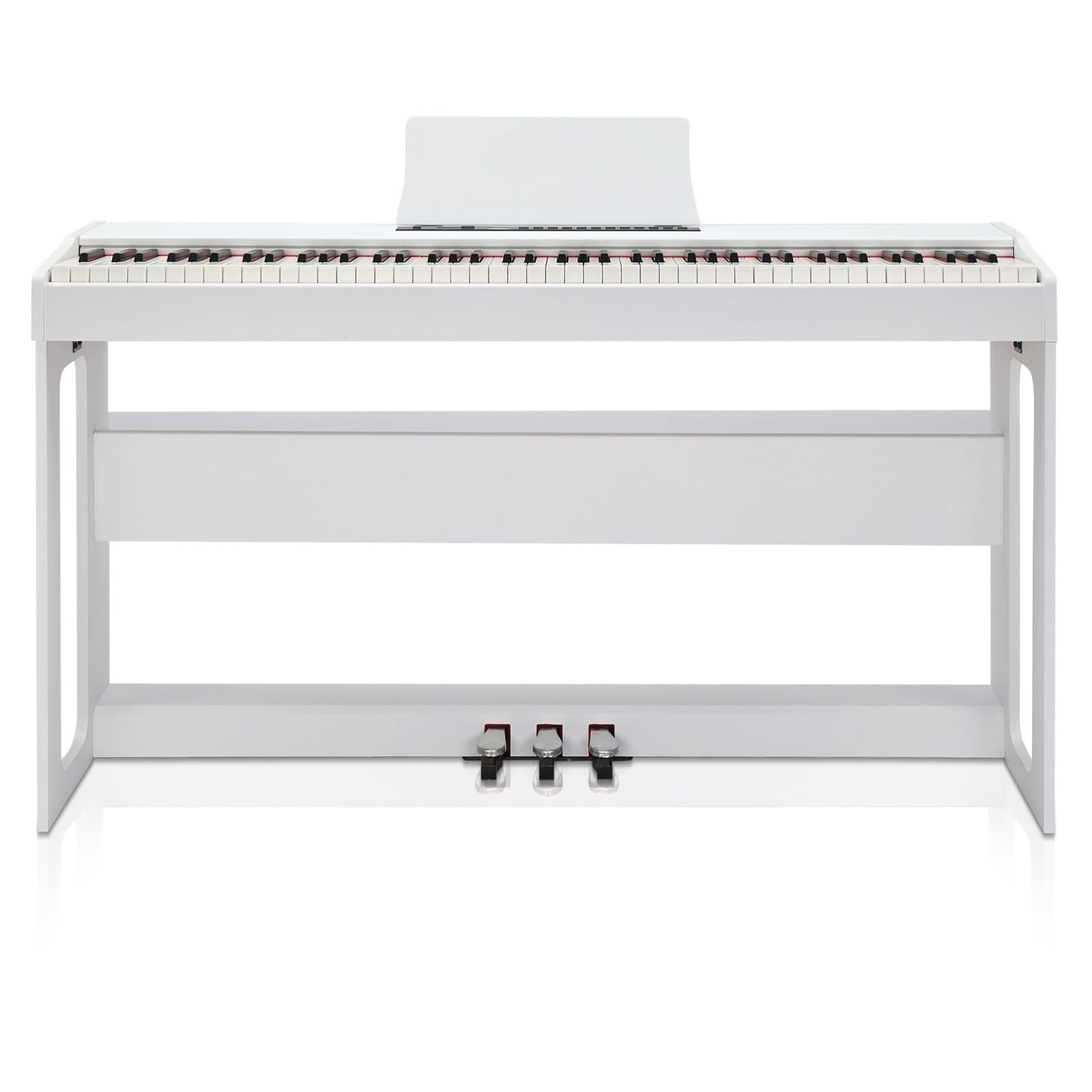 LALAHO E-Piano 88 tasti pesati, pianoforte digitale per principianti, tastiera piano con unità 3 pedali, MIDI-USB, doppio Bluetooth, altoparlanti stereo, 128 toni e ritmi, bianco