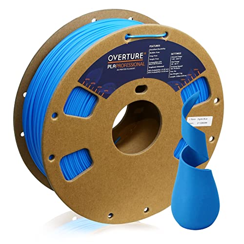 OVERTURE PLA Plus (PLA+) Filament 1.75mm PLA Professional Toughness Enhanced PLA Roll, Cardboard Spool, Premium PLA 1kg(2.2lbs), Dimensional Accuracy 99% Probability + - 0.03mm (Digital Blue)