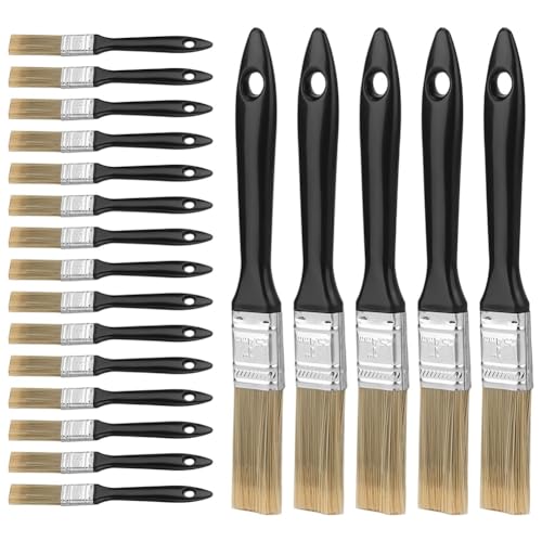 Jrifedptry 20 pinceles de pintura de 1 pulgada para reparación del hogar, herramientas planas con asas de plástico, para pintura de bricolaje, hogar