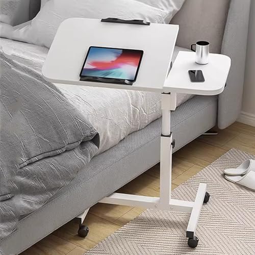 CSPJPIZIYB Móvil Escritorio de Pie, Mesita de Noche Elevable Pequeño, Mesa Auxiliar para Ordenador, Estudio y Lectura en la Oficina(White)