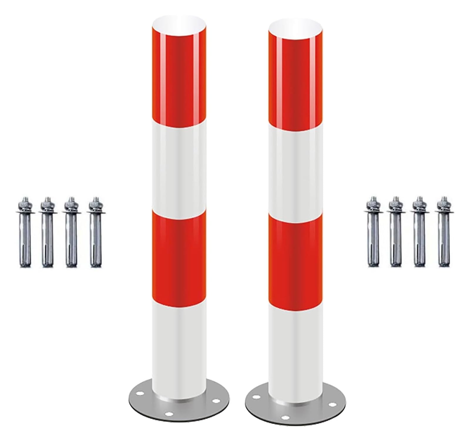 CWCQGH Safety Bollard Reflective Parking Barrier Post, Heavy Duty Steel Traffic Caution Pipes (7.6 x 75cm (3 x 29 1/2in))