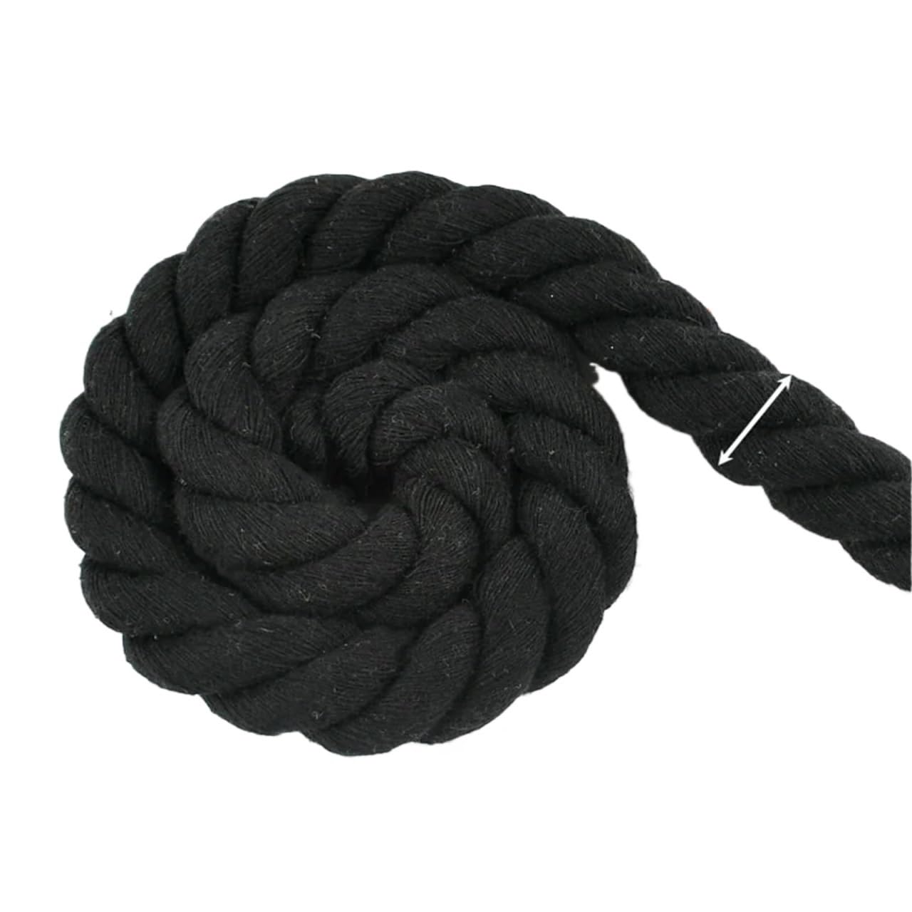 Twisted Cotton Cord 2/5/10Meters 5/7/8/12/15/20mm Black Cotton Rope 3 Shares Twisted Cord Decoration Macrame Ropes(KY338-Black-20mm,2Meters)