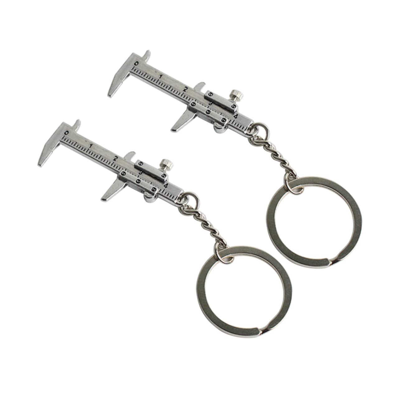 Holibanna 2pcs Cool Keychains Fiber Vernier Caliper Couples Keychain Key Chain Carbon Fiber Caliper Vernier Caliper Keyring Micrometer Measuring Too Car Key Fob Tool Key Ring Lovers Silver