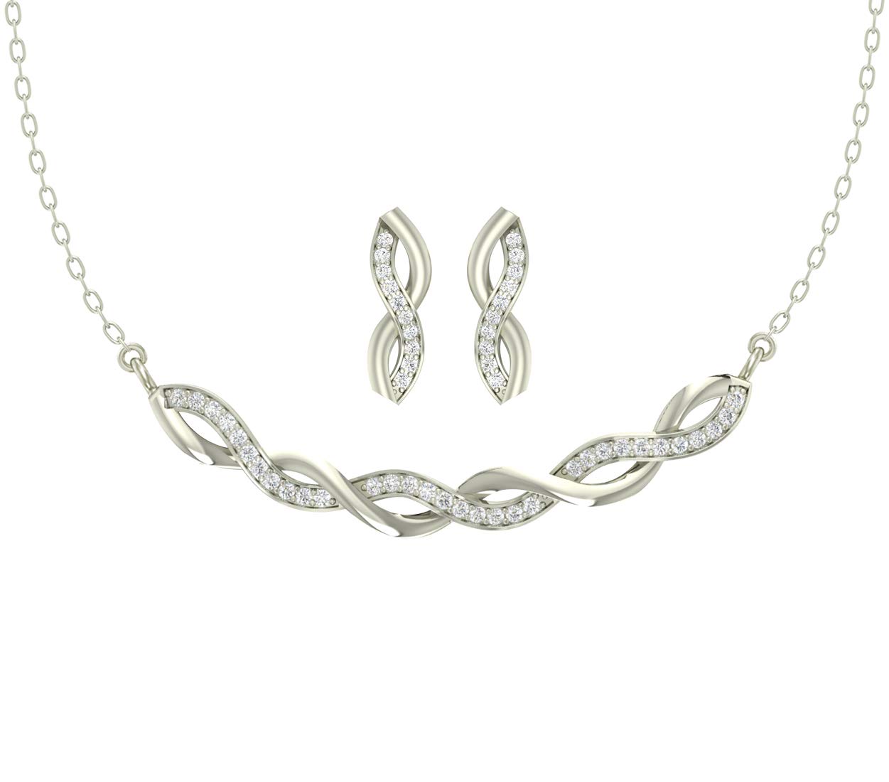 CLARA 925 Sterling Silver Rhodium Plated Twist Pendant Earring Necklace Set with Chain Gift for Women and Girls (B084GV6DGH) Amazon Price History, Amazon Price Tracker