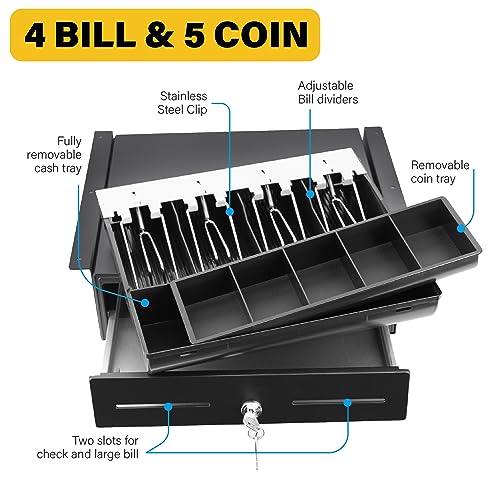 HK SYSTEMS Gaveta de dinheiro aberta SAFE33.0 cm, preta, resistente, 4B5C, com suporte de metal para