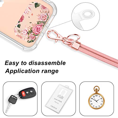 Dracool for Mobile Phone Lanyard Phone Charms Adjustable Neck Nylon Strap Keychain Chain Safety Universal Crossbody with Transparent Patch for iPhone/Samsung/Google/LG Most Smartphones Case Rose Gold