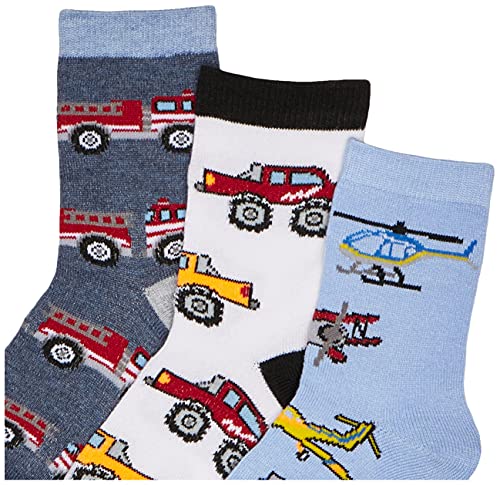 Jefferies Socks Little Boys Trains Trucks Cars Pattern Crew Socks 6 Pack3