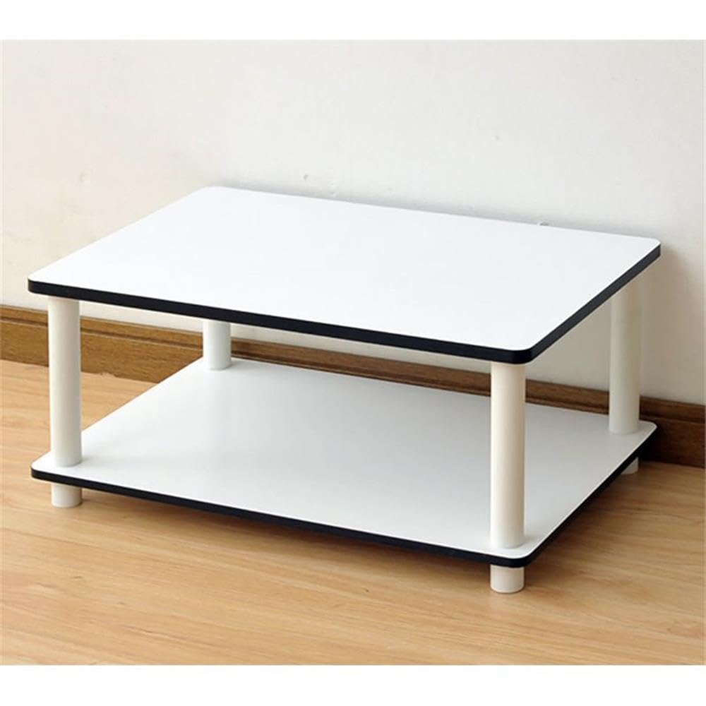 Furinno Just 2-Tier No Tools Fernsehstand, TV-Ständer, Couchtisch, Weiß, 59.9 (Breite) x 22.4 (Höhe) x 39.6 (Tiefe) cm