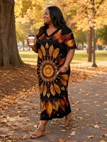 Image of SUZONANA Plus Size Dresses for Curvy Women African Print American Dress Summer Outfits Casual Loose with Pocket