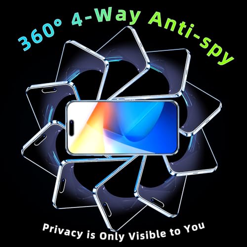 Image of MAYtobe 2-Pack 360 Privacy Screen Protector for iPhone 17 Tempered Glass | Horizontal and Vertical Private, 4 Way Anti Spy, No Bubbles, Anti Scratch