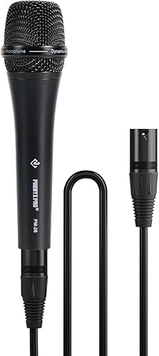 Phenyx Pro Micrófono vocal, micrófono dinámico supercardioide con cable XLR de 16.4 pies, clip de micrófono, bolsa de almacenamiento, micrófono de