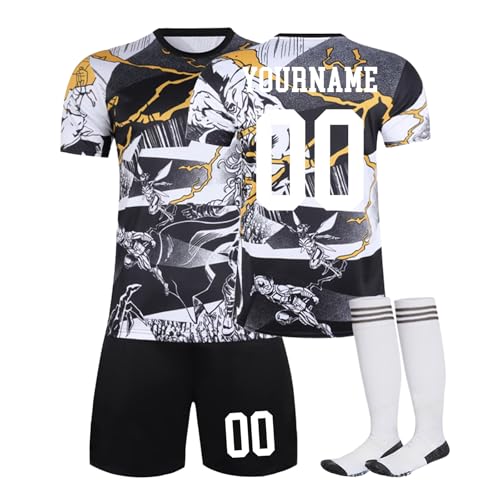 Camiseta Fútbol niño Personalizadas para Hombres Niño, equipación Fútbol DIY Nombre Número con Conjunto Top Pantalón Corto y Calcetines Regalo de Fútbol