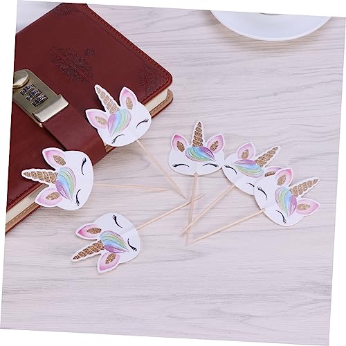 NOLITOY Inserção De Bolo De Cupcake De Chifre 48 Pçs Toppers De Cupcake De Arco-Íris Fondant Present