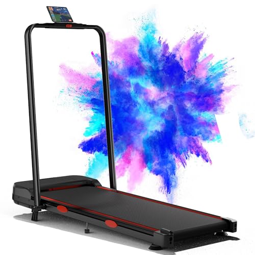 EVKRUN Cinta de correr inclinada de 4.0 MPH con pendiente plegable, pantalla más grande, capacidad de 300 libras de peso debajo del escritorio para el hogar, espacio pequeño, oficina, cintas de correr