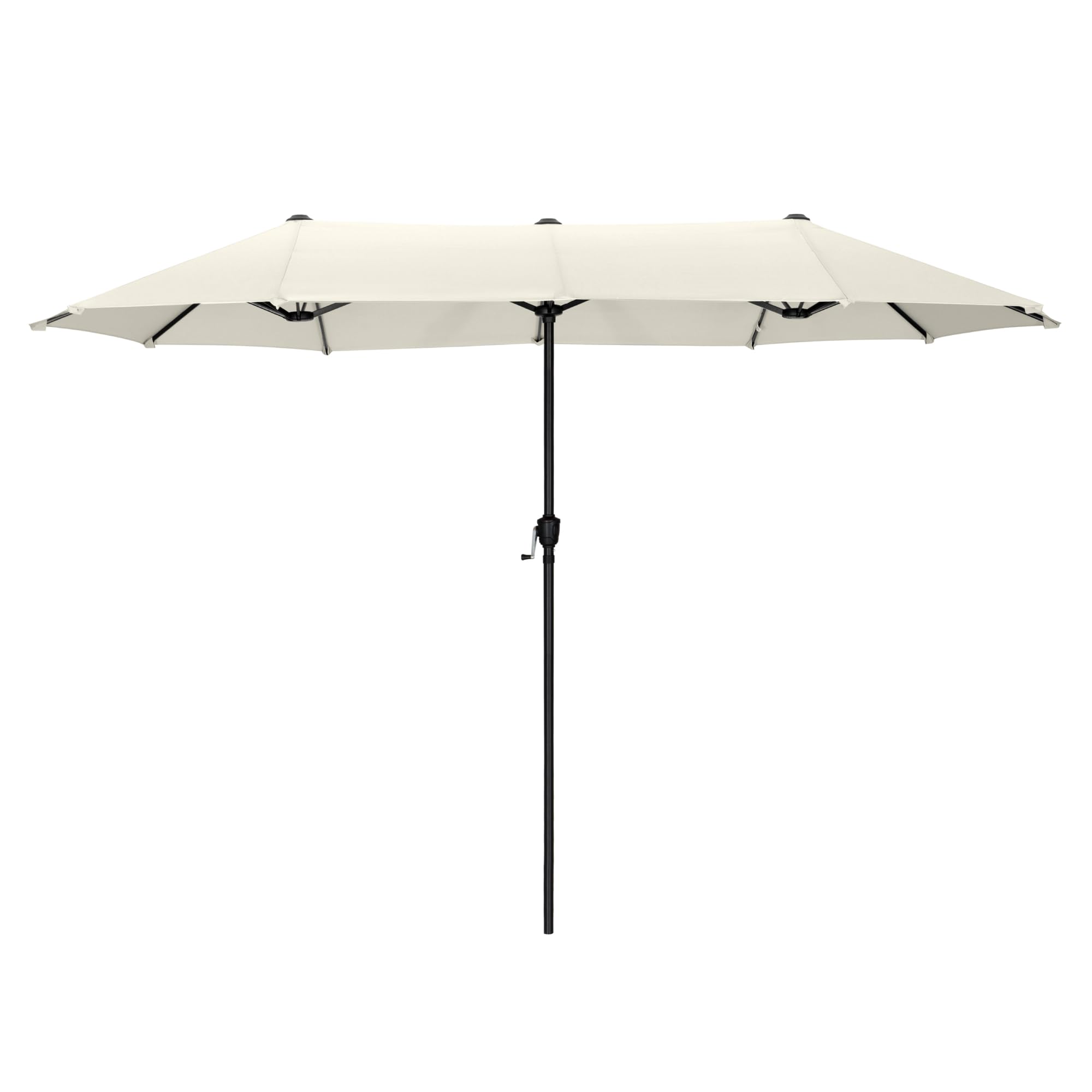 PHI VILLA 2x3.8m Garden Parasol Umbrella for Sun Protection Patio Outdoor Umbrella Waterproof with Crank,Ivory White