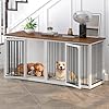 Large Dog Crate Furniture for 2 Dogs 716 Pro XXL Heavy Duty Dog Kennel Furniture with Divider Steel Frame Indoor Double Dog Crate for Large Medium Small Dogs Warm White