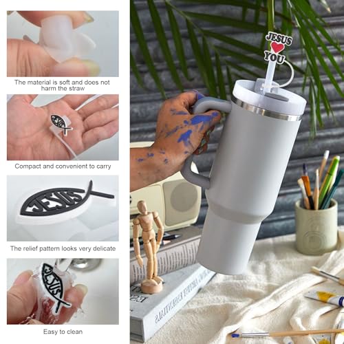 8 Piezas Tapas de Silicona para Pitillos con Diseño Jesús miniatura 3