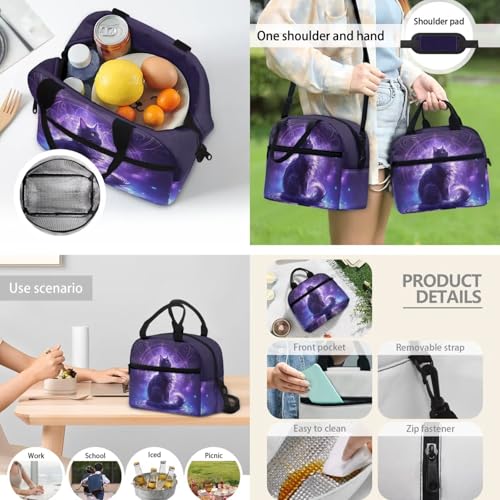 3Pcs Black Cat Backpack Set for School, 17 Inch Backpack with Lunch Bag Pencil Case for Girls, Lightweight Teen Bookbag for Middle School3