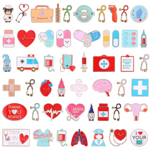 Image of 50Pcs Nurse Pins, Cute Enamel Medical Brooch for Badge