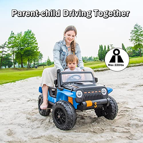 Newqida 4X4 Ride On Truck 12V Ride On Toys With Remote Control 2 Seater Electric Ride On Cars For Kids Electric Vehicles, 220Lbs Load Capacity, Eva Rubber Tires, Blue #TOP1