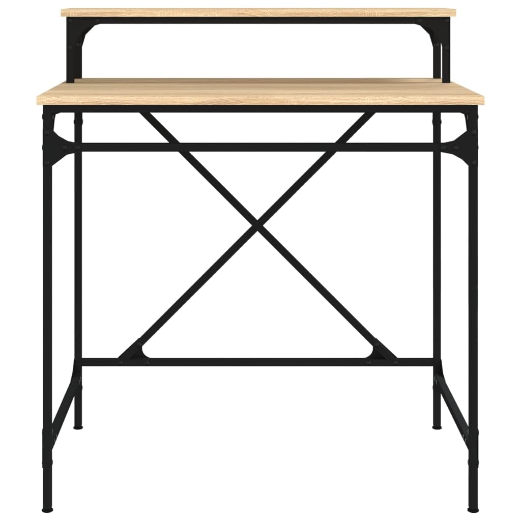 Scrivania in metallo per ufficio,Scrivania vintage industriale per studio,Postazione di lavoro per camera da letto e soggiorno,Scrivania Rovere Sonoma 80x50x90 cm Legno Multistrato e Ferro