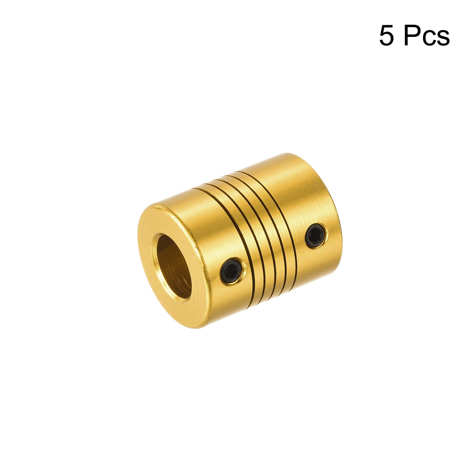 QUARKZMAN 5 Piezas de Acoplamiento Flexible L25xD20 de Aleación de Aluminio de 8mm a 10mm para Codificadores y Motores, Dorado