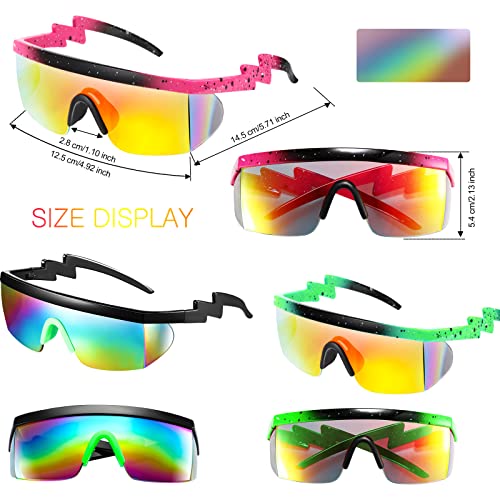 Frienda 3 Pairs Retro Semi Rimless Sunglasses 80s 90s Zigzag Sunglasses Colored Transparent Lens Glasses for Men Women2
