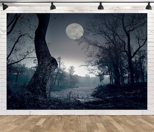 CORFOTO 7x5ft Dark Forest Backdrop: Halloween, Party; Upgraded Polyester, Color: N2-A23258; Includes 1 PC Polyester Fabric Backdrop
