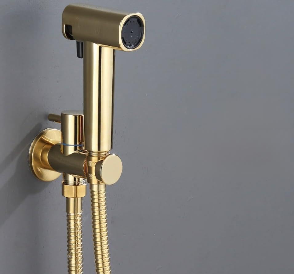 MKTOLHUs Dual-Function Bidet Sprayer, High-Pressure Handheld Toilet Shower with 2 Modes, Wall-Mounted Brass Head for Personal Diaper Care(Gold)