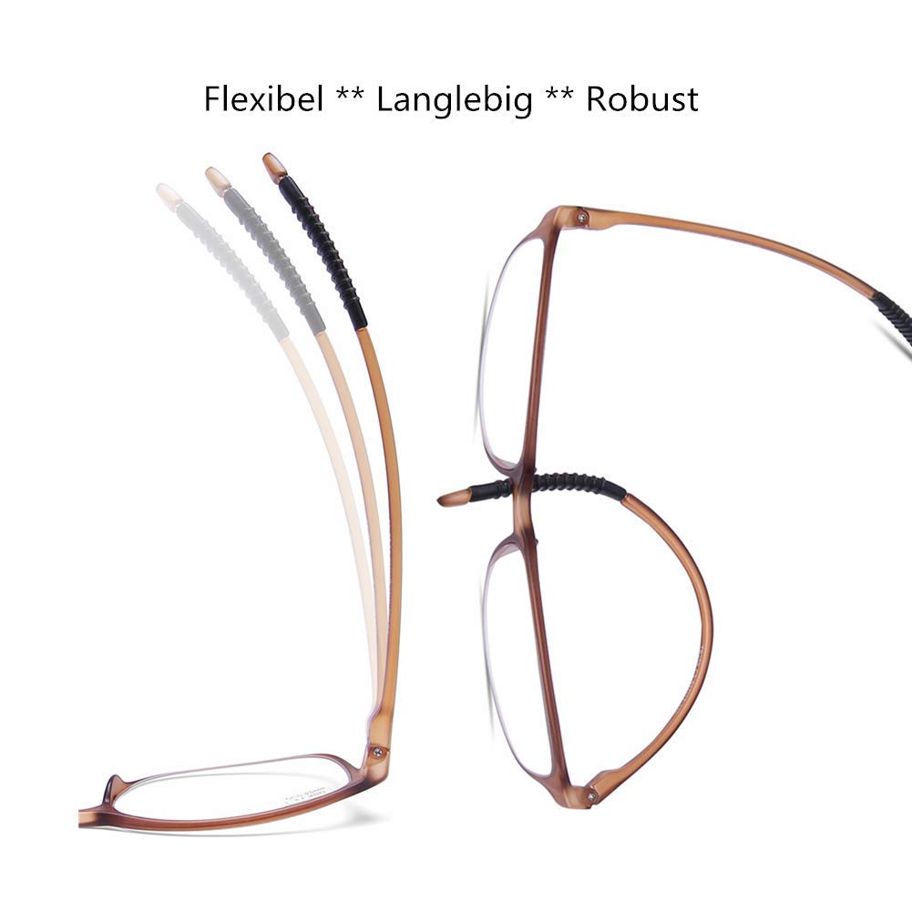 DOOViC Blue Light Blocking Computer Reading Glasses 1.5 Brown/Rectangle TR90 Flexible Frame Lightweight Readers Glasses for Men/Women - Image 3