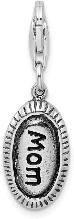 Adornica Diamonds Sterling Silver Antiqued Mom with Lobster Clasp Charm