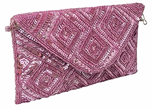 Image of DUCHESS Women's Hand Embroidered Envelope Clutch -Bridal Ethnic Traditional Casual Purse /Clutch /Handbag (23 L x 2.5 W x 13H cm)