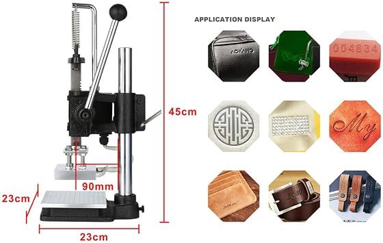 Hot Foil Stamping Machine, Table Electric Heat Manual Hot Foil Stamping Machine, Digital Leather Embossing Machine, with Hanger, 0~16cm Adjustable Height,0~400℃, for Leather, Paper, Plastic 8 * 10cm