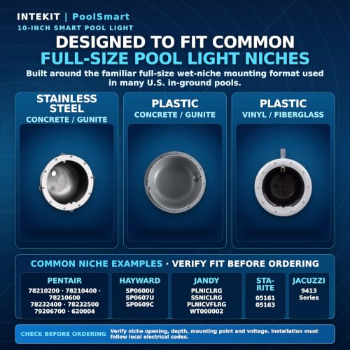 Intekit LED Pool Lights for Inground Pools 10" Wet Niche Compatible, 15 Million Colors, App & Voice Control, Music Sync, Compatible with Alexa Google, Remote Included (Fits Pentair, Hayward, Jandy) by Intekit - Used condition - Image 4