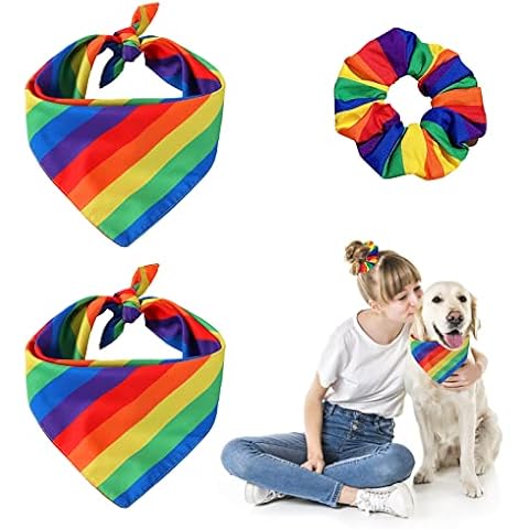 HACRAHO Bandana y Scrunchie Rainbow Pet Cover