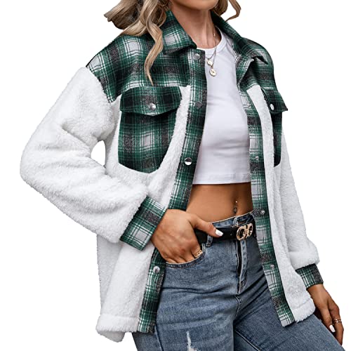 Lu's Chic Women's Fleece Jackets Furry Jacket Flannel Snaps Winter Long Sleeve Shackets3