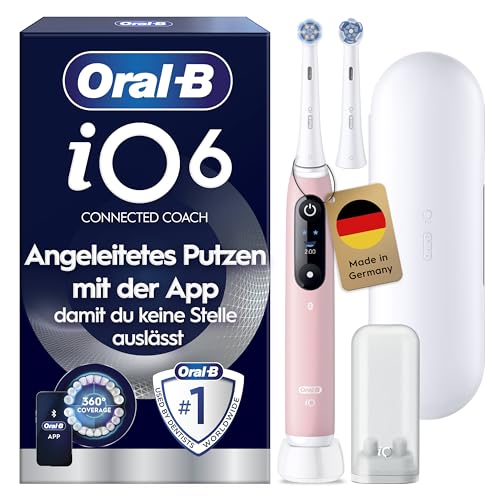 Oral-B iO Series 6 Sensitive Edition Elektrische Zahnbürste/Electric Toothbrush, 2 Aufsteckbürsten, 5 Putzmodi für Zahnpflege, Valentinstagsgeschenk für Ihn/Sie, Designed by Braun, pink sand