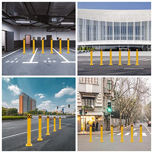 Safety Bollard Post, 36"H 4.5"D Yellow Pipe Bollards Steel Parking Barrier, Yellow Powder Coat Pipe Steel Safety Barrier With 4 Free Anchor Bolts, For Traffic-Sensitive Area, 1Pk (36"H 4.5"D) #TOP4