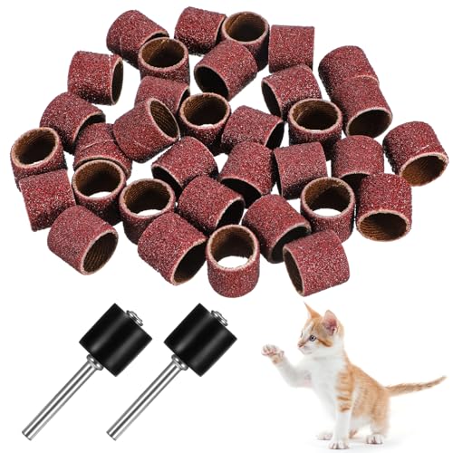 LXUEJIE 42 Pack Nail Grinder Replacement Kit, Nail Grinders for Dogs Replacement Kit, Pet Nails Grinder with Sanding Drum Bands, Dog Claw Grooming Trimmer Supplies Care, Pet Smoother Claw Care