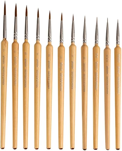 Miniatura 10 de JOWOART Juego de 11 pinceles de pintura para detalles finos, kit de pinceles de pintura en miniatura, juego de pinceles para acrílico, acuarela,